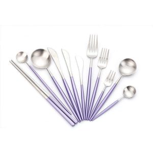 Modern Portable Reusable Gold Tableware Set Long