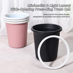 Wide Opening Press Ring Trash Can With